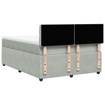 Pat box spring cu saltea, gri deschis, 140x190 cm, catifea - Img 7