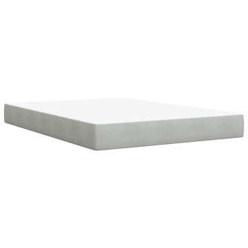 Pat box spring cu saltea, gri deschis, 140x200 cm, catifea - Img 6