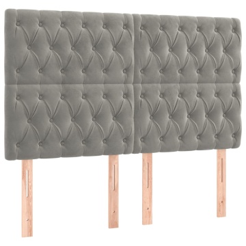 Pat box spring cu saltea, gri deschis, 140x200 cm, catifea - Img 5