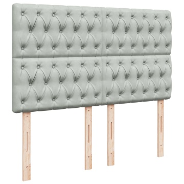 Pat box spring cu saltea, gri deschis, 140x200 cm, catifea - Img 6