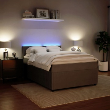 Pat box spring cu saltea, gri deschis, 160x200 cm, catifea - Img 4