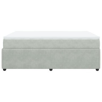 Pat box spring cu saltea, gri deschis, 160x200 cm, catifea - Img 7