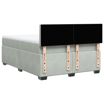 Pat box spring cu saltea, gri deschis, 160x200 cm, catifea - Img 7