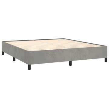 Pat box spring cu saltea, gri deschis, 180x200 cm, catifea - Img 4