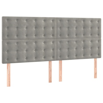 Pat box spring cu saltea, gri deschis, 180x200 cm, catifea - Img 5