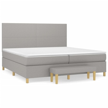 Pat box spring cu saltea, gri deschis, 200x200 cm, textil - Img 2