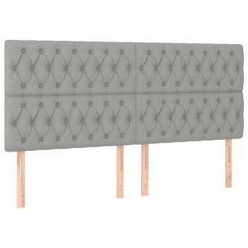 Pat box spring cu saltea, gri deschis, 200x200 cm, textil - Img 5