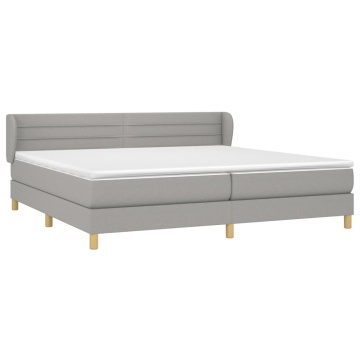 Pat box spring cu saltea, gri deschis, 200x200 cm, textil - Img 3