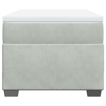 Pat box spring cu saltea, gri deschis, 90x190 cm, catifea - Img 4