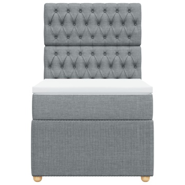 Pat box spring cu saltea, gri deschis, 90x190 cm, textil - Img 5