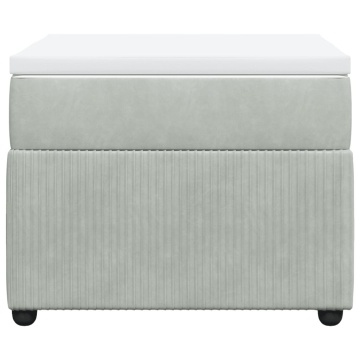 Pat box spring cu saltea, gri deschis, 90x200 cm, catifea - Img 4