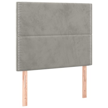 Pat box spring cu saltea, gri deschis, 90x200 cm, catifea - Img 5