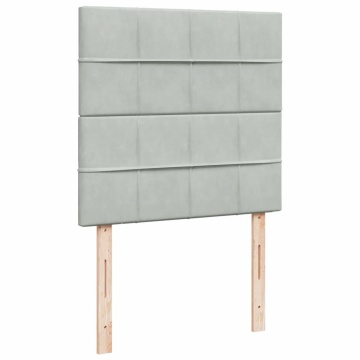 Pat box spring cu saltea, gri deschis, 90x200 cm, catifea - Img 7