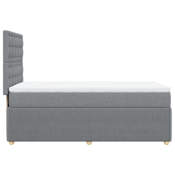 Pat box spring cu saltea, gri deschis, 90x200 cm, textil - Img 6