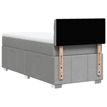 Pat box spring cu saltea, gri deschis, 90x200 cm, textil - Img 7