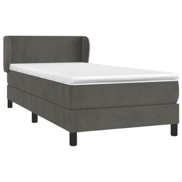 Pat box spring cu saltea, gri închis, 100x200 cm, catifea - Img 3