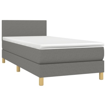 Pat box spring cu saltea, gri închis, 100x200 cm, textil - Img 3