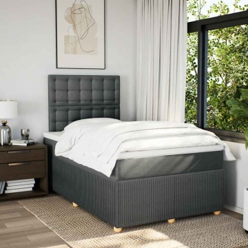 Pat box spring cu saltea, gri închis, 120x190 cm, textil - Img 3