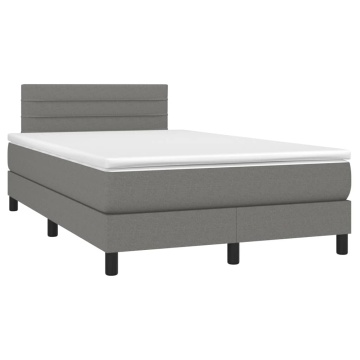 Pat box spring cu saltea, gri închis, 120x200 cm, textil - Img 3