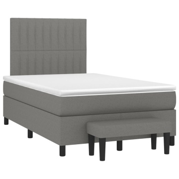 Pat box spring cu saltea, gri închis, 120x200 cm, textil - Img 3