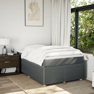 Pat box spring cu saltea, gri închis, 120x200 cm, textil - Img 3