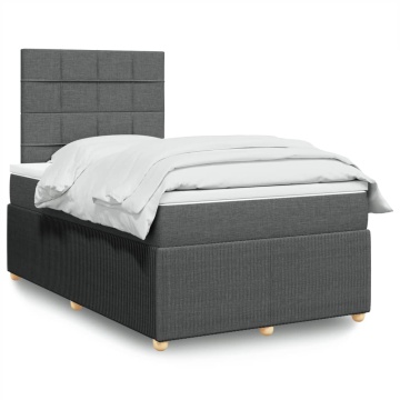 Pat box spring cu saltea, gri închis, 120x200 cm, textil - Img 1