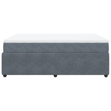 Pat box spring cu saltea, gri închis, 140x190 cm, catifea - Img 7