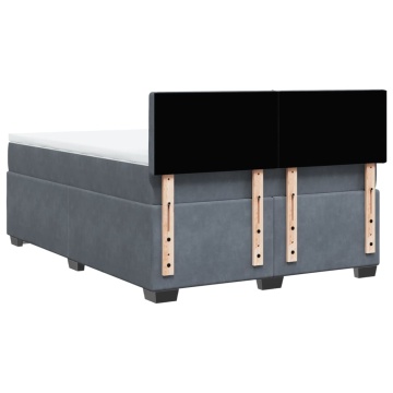 Pat box spring cu saltea, gri închis, 140x190 cm, catifea - Img 7