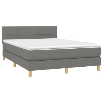 Pat box spring cu saltea, gri închis, 140x200 cm, textil - Img 3