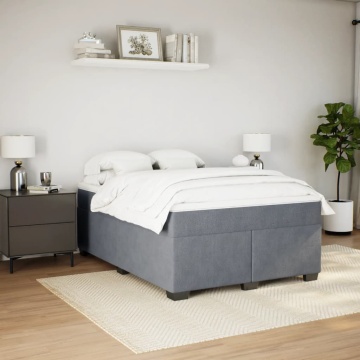 Pat box spring cu saltea, gri închis, 160x200 cm, catifea - Img 3