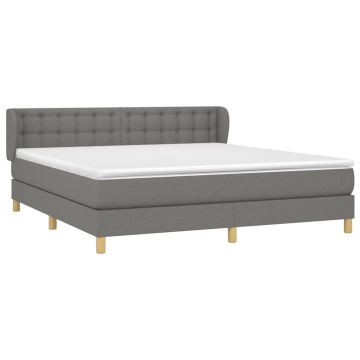 Pat box spring cu saltea, gri închis, 180x200 cm, textil - Img 3