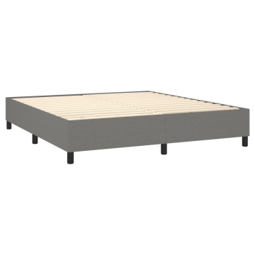 Pat box spring cu saltea, gri închis, 180x200 cm, textil - Img 4