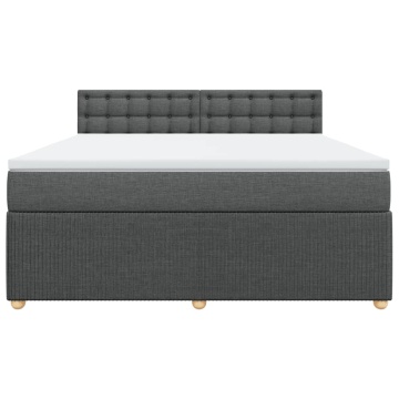 Pat box spring cu saltea, gri închis, 180x200 cm, textil - Img 5