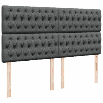 Pat box spring cu saltea, gri închis, 180x200 cm, textil - Img 6