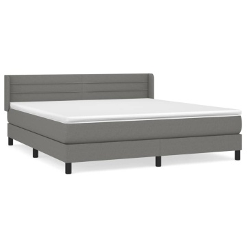Pat box spring cu saltea, gri închis, 180x200 cm, textil - Img 2