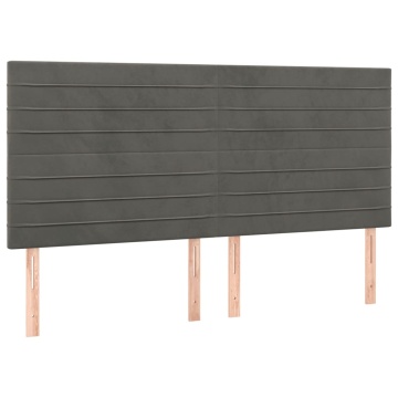 Pat box spring cu saltea, gri închis, 200x200 cm, catifea - Img 5