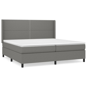 Pat box spring cu saltea, gri închis, 200x200 cm, textil - Img 2