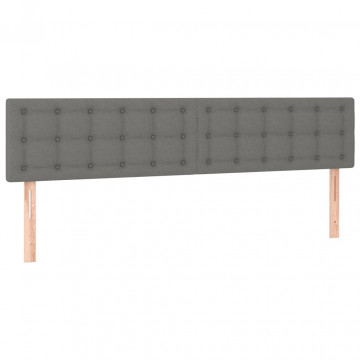 Pat box spring cu saltea, gri închis, 200x200 cm, textil - Img 5