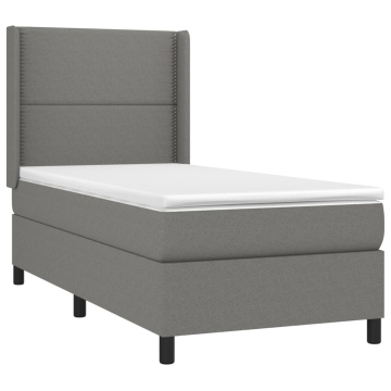 Pat box spring cu saltea, gri închis, 80x200 cm, textil - Img 3