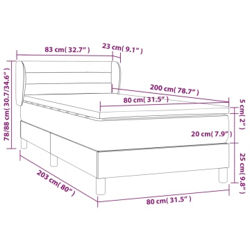Pat box spring cu saltea, gri închis, 80x200 cm, textil - Img 6