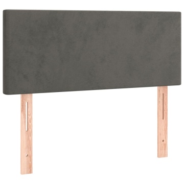 Pat box spring cu saltea, gri închis, 90x190 cm, catifea - Img 5