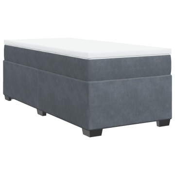 Pat box spring cu saltea, gri închis, 90x190 cm, catifea - Img 2
