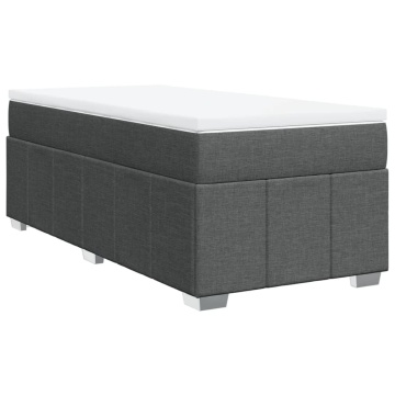 Pat box spring cu saltea, gri închis, 90x190 cm, textil - Img 2