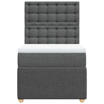 Pat box spring cu saltea, gri închis, 90x190 cm, textil - Img 4