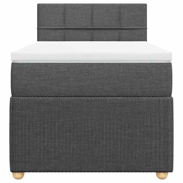 Pat box spring cu saltea, gri închis, 90x190 cm, textil - Img 4