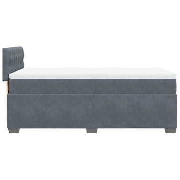 Pat box spring cu saltea, gri închis, 90x200 cm, catifea - Img 6