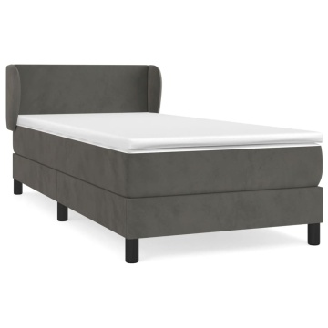 Pat box spring cu saltea, gri închis, 90x200 cm, catifea - Img 2