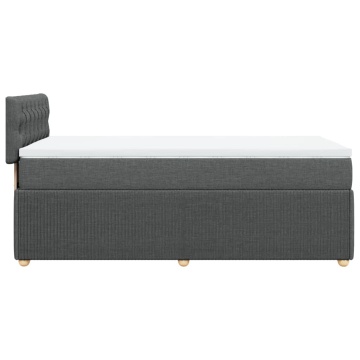 Pat box spring cu saltea, gri închis, 90x200 cm, textil - Img 6