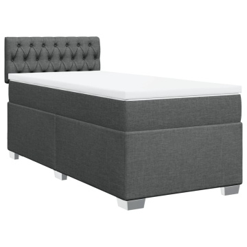 Pat box spring cu saltea, gri închis, 90x200 cm, textil - Img 2