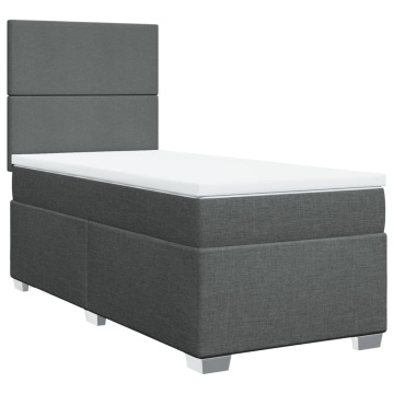 Pat box spring cu saltea, gri închis, 90x200 cm, textil - Img 3